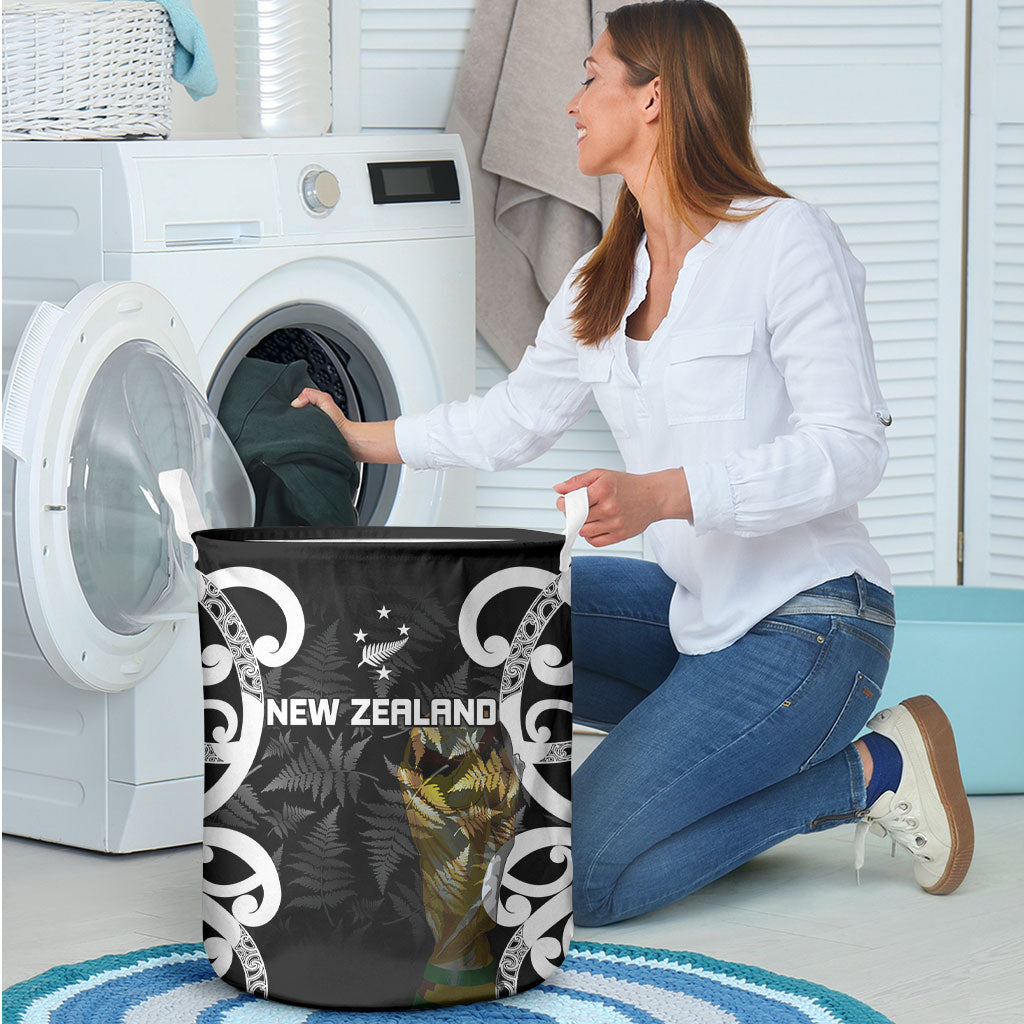 New Zealand WC2026 Black Laundry Basket Silver Fern