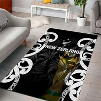 New Zealand WC2026 Black Area Rug Silver Fern