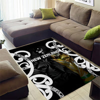 New Zealand WC2026 Black Area Rug Silver Fern
