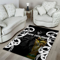 New Zealand WC2026 Black Area Rug Silver Fern