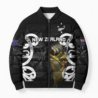 New Zealand WC2026 Custom Black Bomber Puffer Jacket Silver Fern