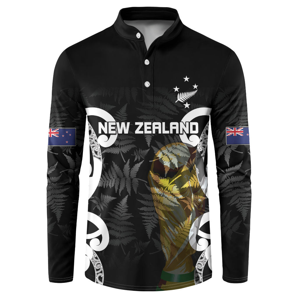 New Zealand WC2026 Custom Black Button Sweatshirt Silver Fern