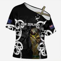 New Zealand WC2026 Custom Black Cross Shoulder Shirt Silver Fern