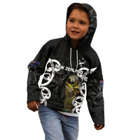 New Zealand WC2026 Custom Black Kid Hoodie Silver Fern