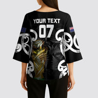 New Zealand WC2026 Custom Black Kimono Sleeve Blouse Silver Fern
