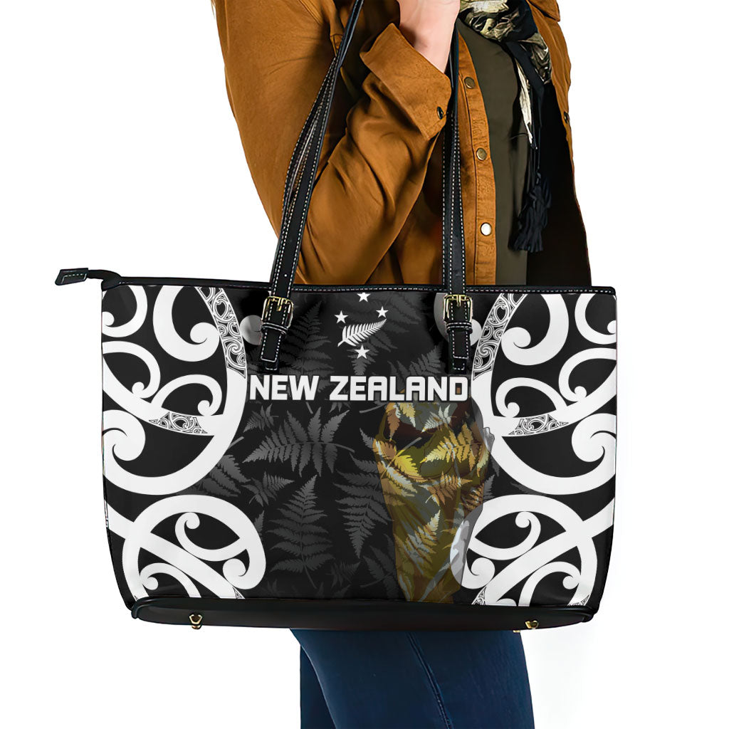 New Zealand WC2026 Black Leather Tote Bag Silver Fern