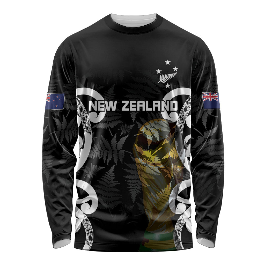 New Zealand WC2026 Custom Black Long Sleeve Shirt Silver Fern LT7 Unisex Black - Polynesian Pride
