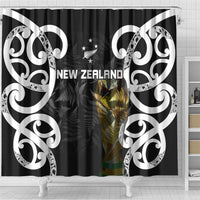 New Zealand WC2026 Black Shower Curtain Silver Fern