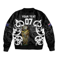 New Zealand WC2026 Custom Black Sleeve Zip Bomber Jacket Silver Fern