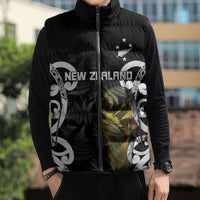 New Zealand WC2026 Custom Black Sleeveless Puffer Jacket Silver Fern