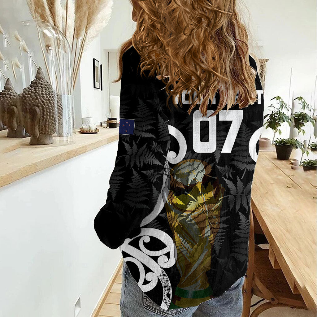 New Zealand WC2026 Custom Black Women Casual Shirt Silver Fern