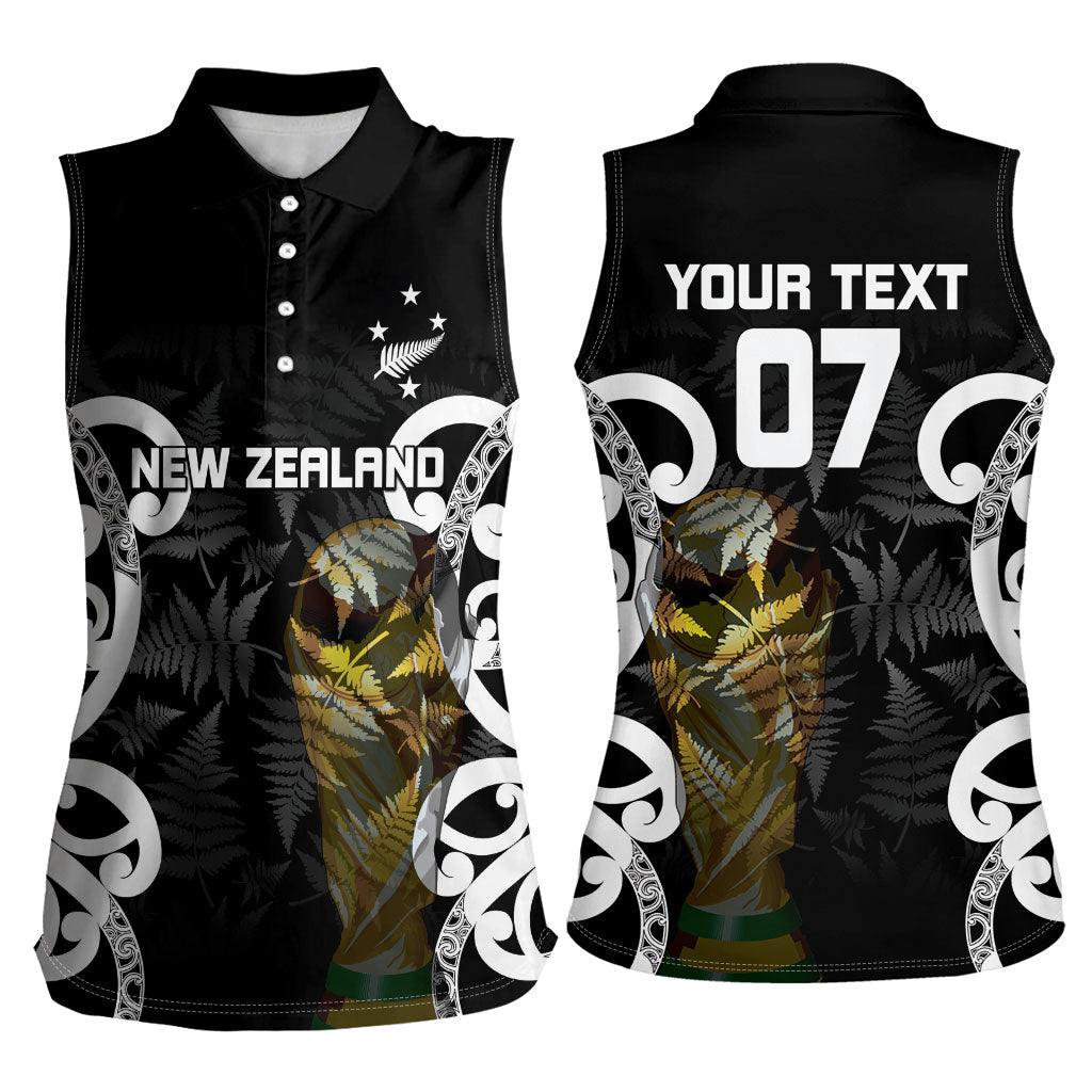 New Zealand WC2026 Custom Black Women Sleeveless Polo Shirt Silver Fern