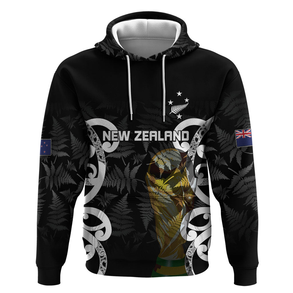 New Zealand WC2026 Custom Black Zip Hoodie Silver Fern