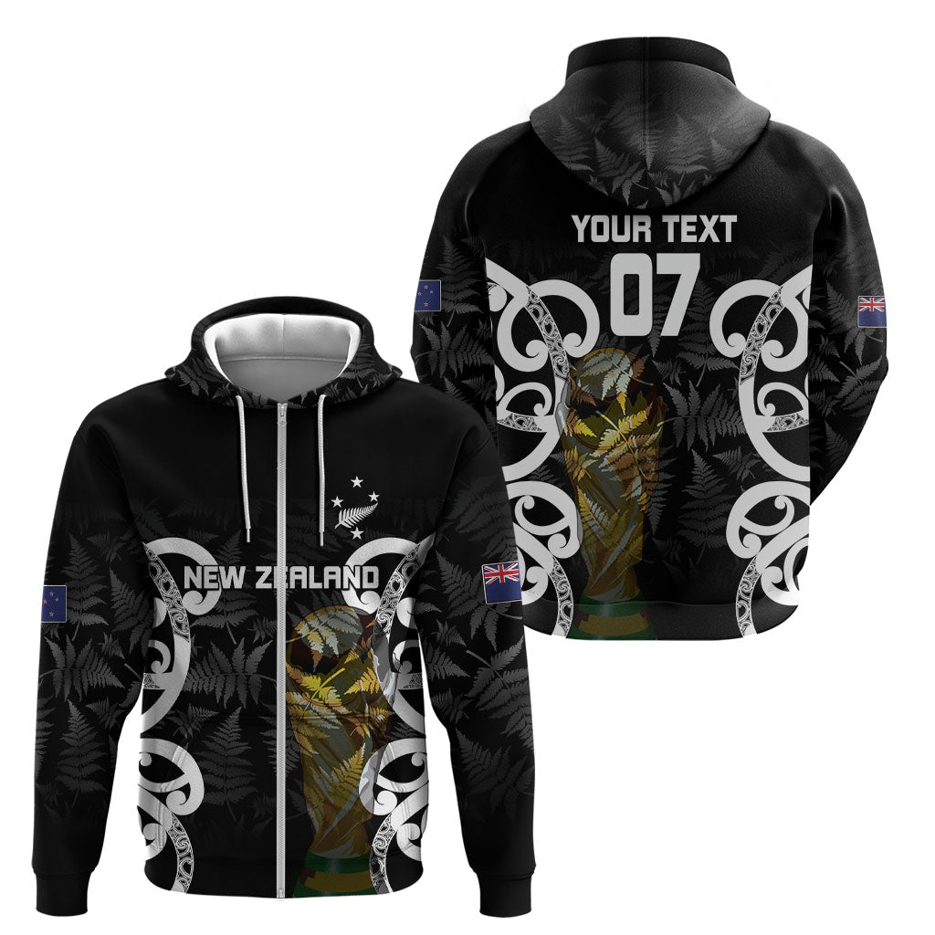New Zealand WC2026 Custom Black Zip Hoodie Silver Fern