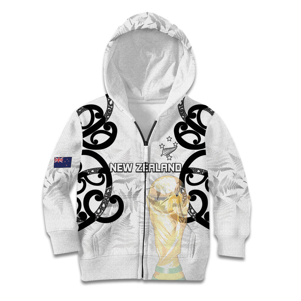 New Zealand WC2026 Custom White Kid Hoodie Silver Fern