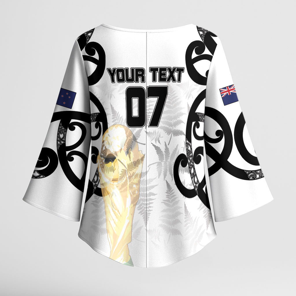 New Zealand WC2026 Custom White Kimono Sleeve Blouse Silver Fern
