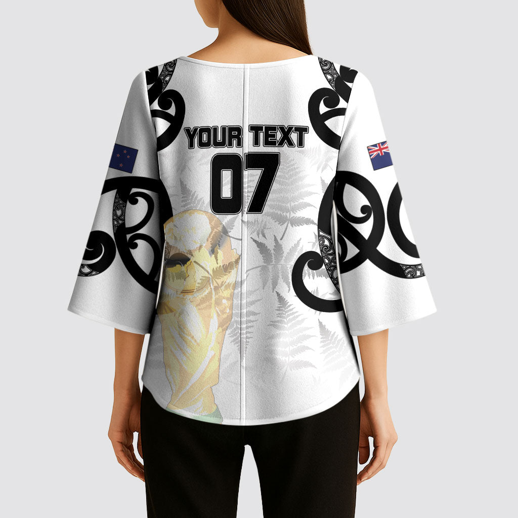 New Zealand WC2026 Custom White Kimono Sleeve Blouse Silver Fern