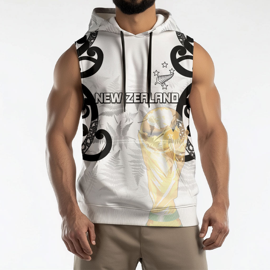 New Zealand WC2026 Custom White Sleeveless Hoodie Silver Fern