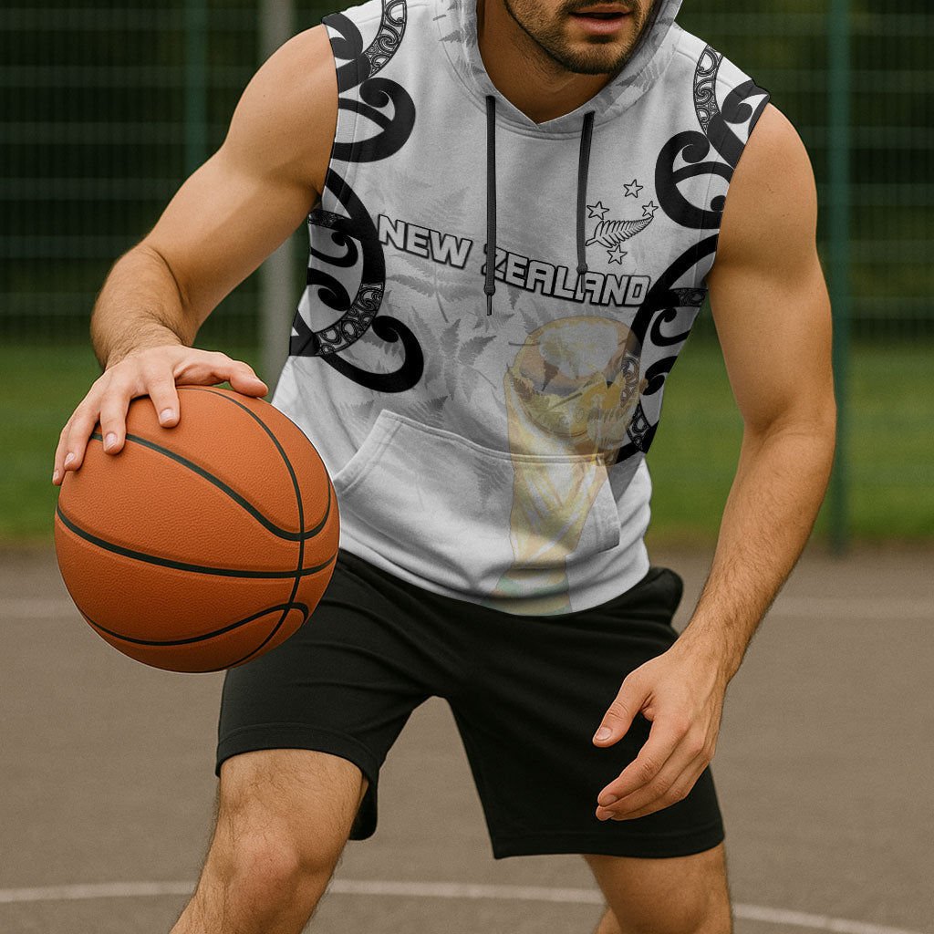 New Zealand WC2026 Custom White Sleeveless Hoodie Silver Fern