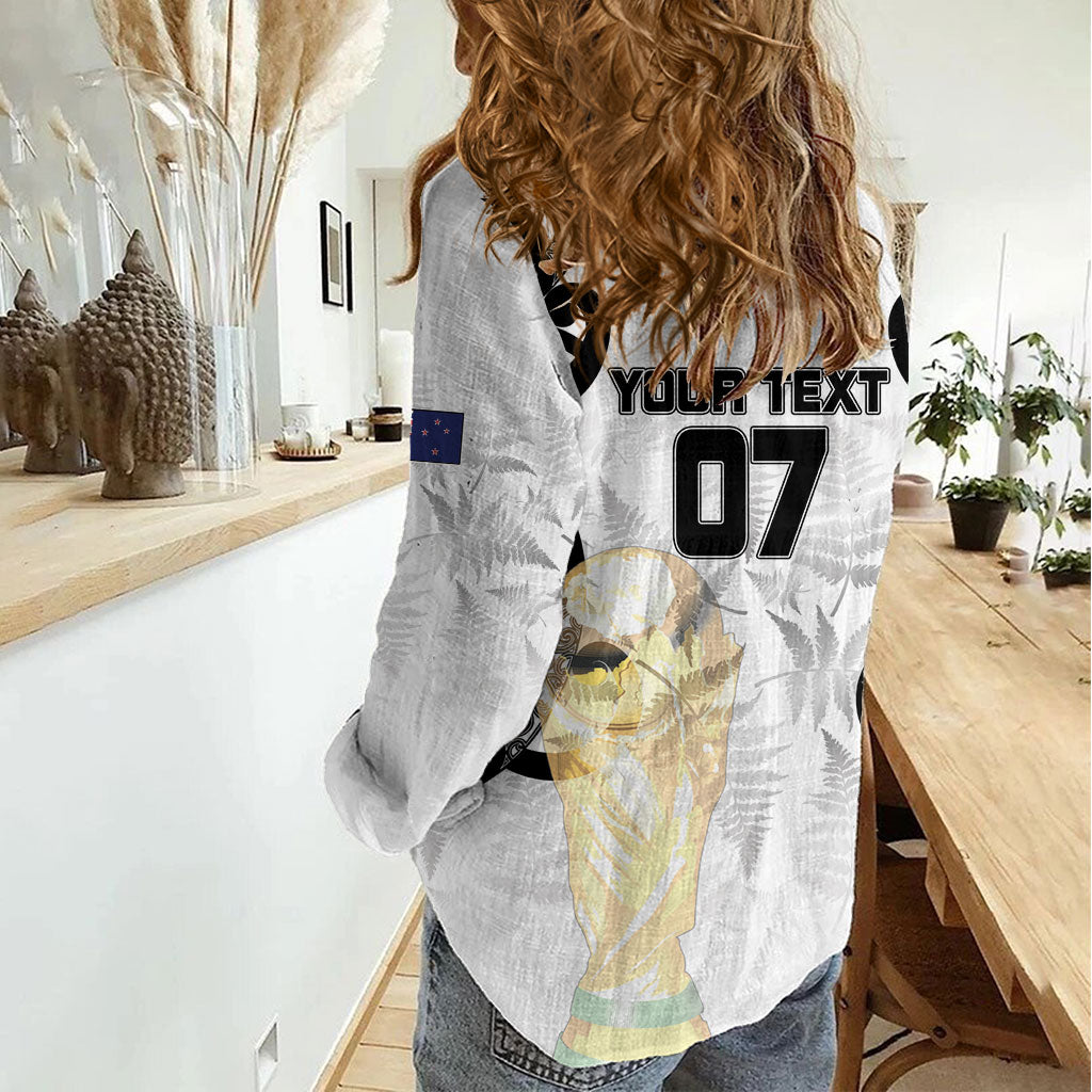 New Zealand WC2026 Custom White Women Casual Shirt Silver Fern