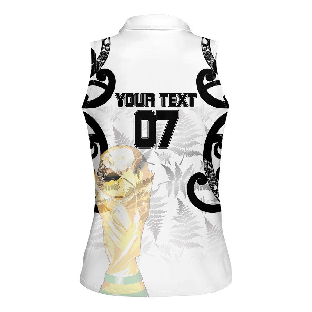 New Zealand WC2026 Custom White Women Sleeveless Polo Shirt Silver Fern