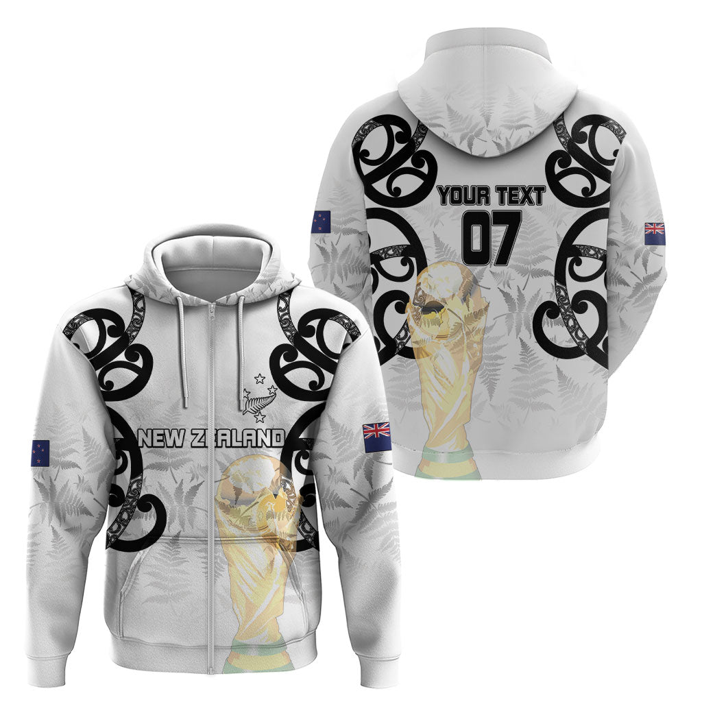 New Zealand WC2026 Custom White Zip Hoodie Silver Fern