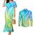 Polynesian Pride Couples Matching Mermaid Dress and Long Sleeve Button Shirts Turtle Hibiscus Luxury Style - Gradient Blue LT7 Blue Green - Polynesian Pride