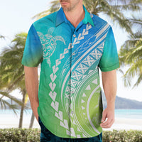Polynesian Pride Hawaiian Shirt Turtle Hibiscus Luxury Style - Gradient Blue LT7 - Polynesian Pride