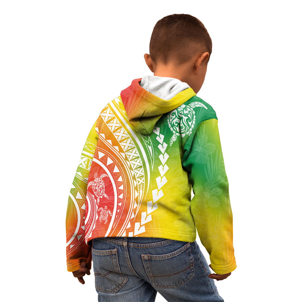 Polynesian Pride Kid Hoodie Turtle Hibiscus Luxury Style - Reggae LT7 - Polynesian Pride