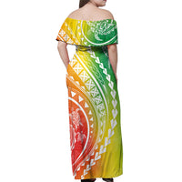 Polynesian Pride Off Shoulder Maxi Dress Turtle Hibiscus Luxury Style - Reggae LT7 - Polynesian Pride