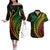 Polynesian Pride Couples Matching Off The Shoulder Long Sleeve Dress and Hawaiian Shirt Turtle Hibiscus Luxury Style - Reggae Ver2 LT7 Reggae - Polynesian Pride