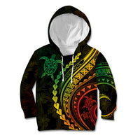Polynesian Pride Kid Hoodie Turtle Hibiscus Luxury Style - Reggae Ver2 LT7 Hoodie Reggae - Polynesian Pride