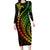 Polynesian Pride Long Sleeve Bodycon Dress Turtle Hibiscus Luxury Style - Reggae Ver2 LT7 Long Dress Reggae - Polynesian Pride