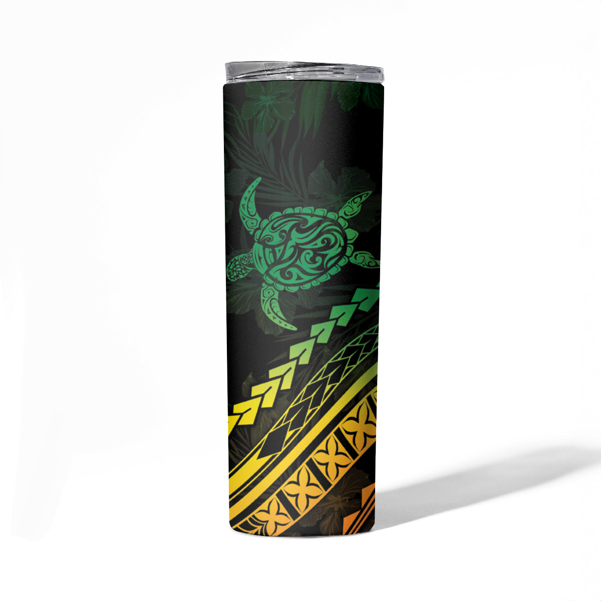 Polynesian Pride Skinny Tumbler Turtle Hibiscus Luxury Style - Reggae Ver2