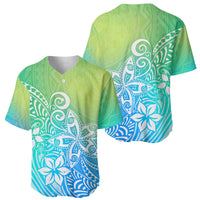 Polynesia Baseball Jersey Plumeria Blue Gradient Curves LT7 - Polynesian Pride