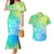 Polynesia Couples Matching Mermaid Dress and Hawaiian Shirt Plumeria Blue Gradient Curves LT7 Blue Green - Polynesian Pride