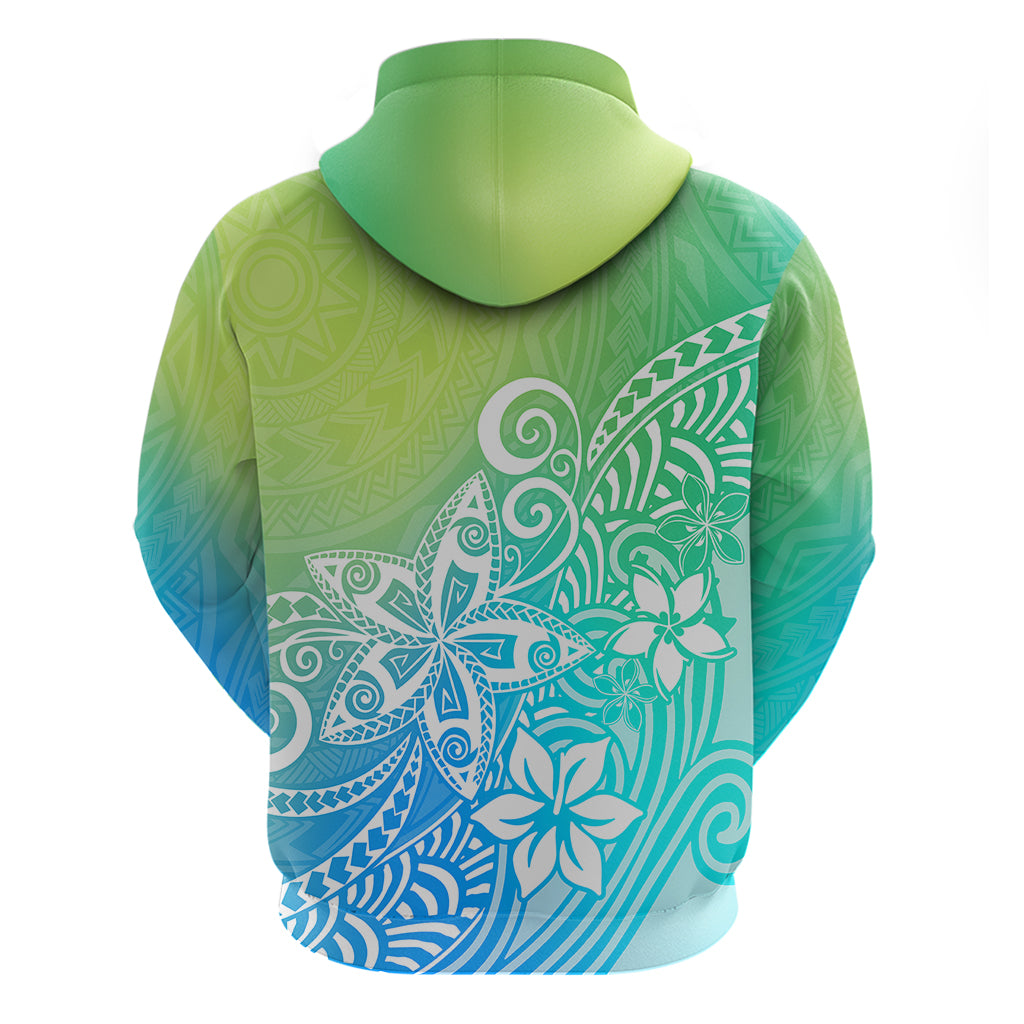 Polynesia Hoodie Plumeria Blue Gradient Curves LT7 - Polynesian Pride