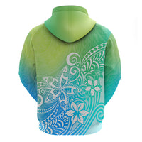 Polynesia Hoodie Plumeria Blue Gradient Curves LT7 - Polynesian Pride