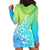 Polynesia Hoodie Dress Plumeria Blue Gradient Curves LT7 - Polynesian Pride