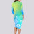 Polynesia Long Sleeve Bodycon Dress Plumeria Blue Gradient Curves LT7 - Polynesian Pride