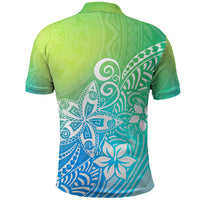 Polynesia Polo Shirt Plumeria Blue Gradient Curves LT7 - Polynesian Pride