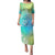 Polynesia Puletasi Plumeria Blue Gradient Curves LT7 Long Dress Blue Green - Polynesian Pride