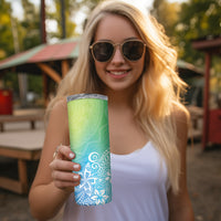 Polynesia Skinny Tumbler Plumeria Blue Gradient Curves