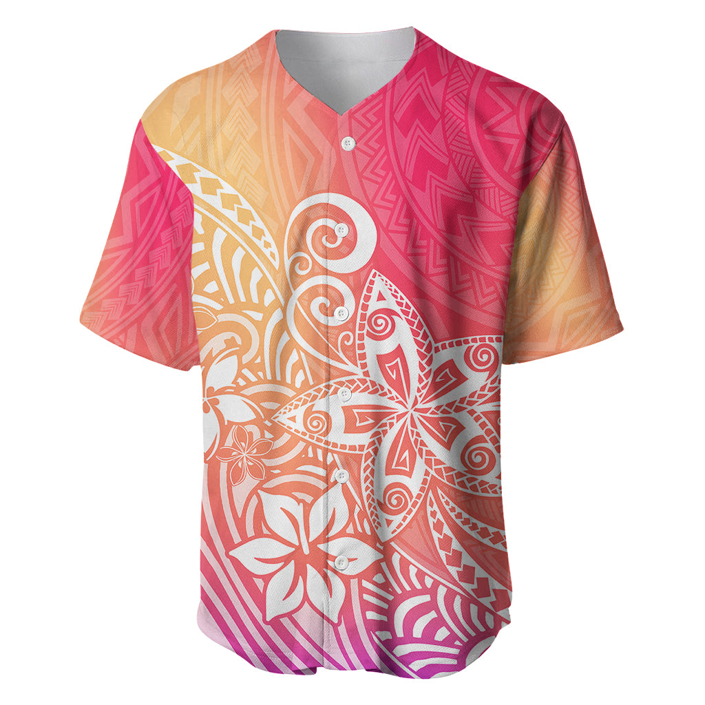 Polynesia Baseball Jersey Plumeria Pink Gradient Curves LT7 Pink - Polynesian Pride