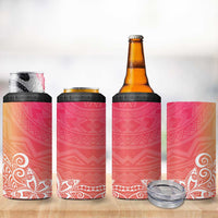 Polynesia 4 in 1 Can Cooler Tumbler Plumeria Pink Gradient Curves