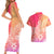 Polynesia Couples Matching Short Sleeve Bodycon Dress and Hawaiian Shirt Plumeria Pink Gradient Curves LT7 - Polynesian Pride