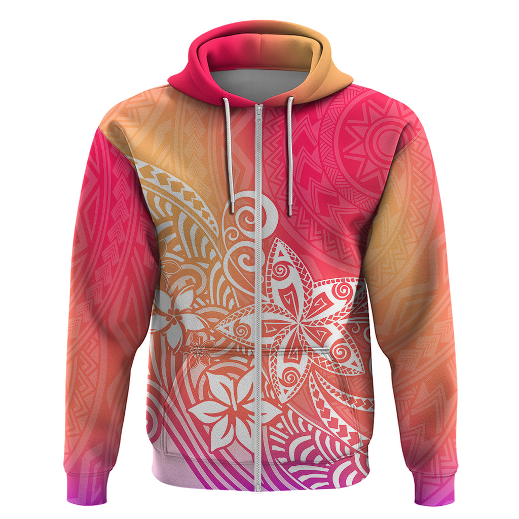 Polynesia Hoodie Plumeria Pink Gradient Curves LT7 - Polynesian Pride