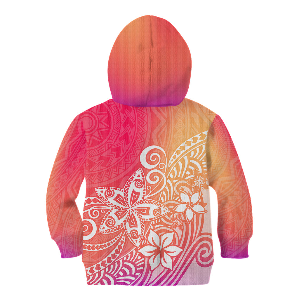 Polynesia Kid Hoodie Plumeria Pink Gradient Curves LT7 - Polynesian Pride