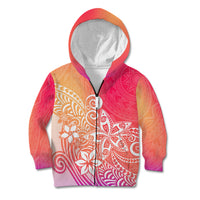 Polynesia Kid Hoodie Plumeria Pink Gradient Curves LT7 Zip Hoodie Pink - Polynesian Pride
