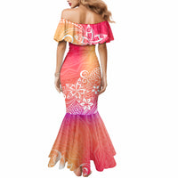 Polynesia Mermaid Dress Plumeria Pink Gradient Curves LT7 - Polynesian Pride